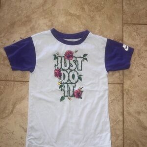 Nike Kids White and Purple Graphic Tee